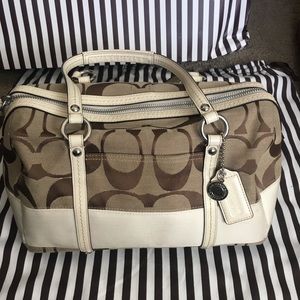 Coach bag signature C white and beige Satchel